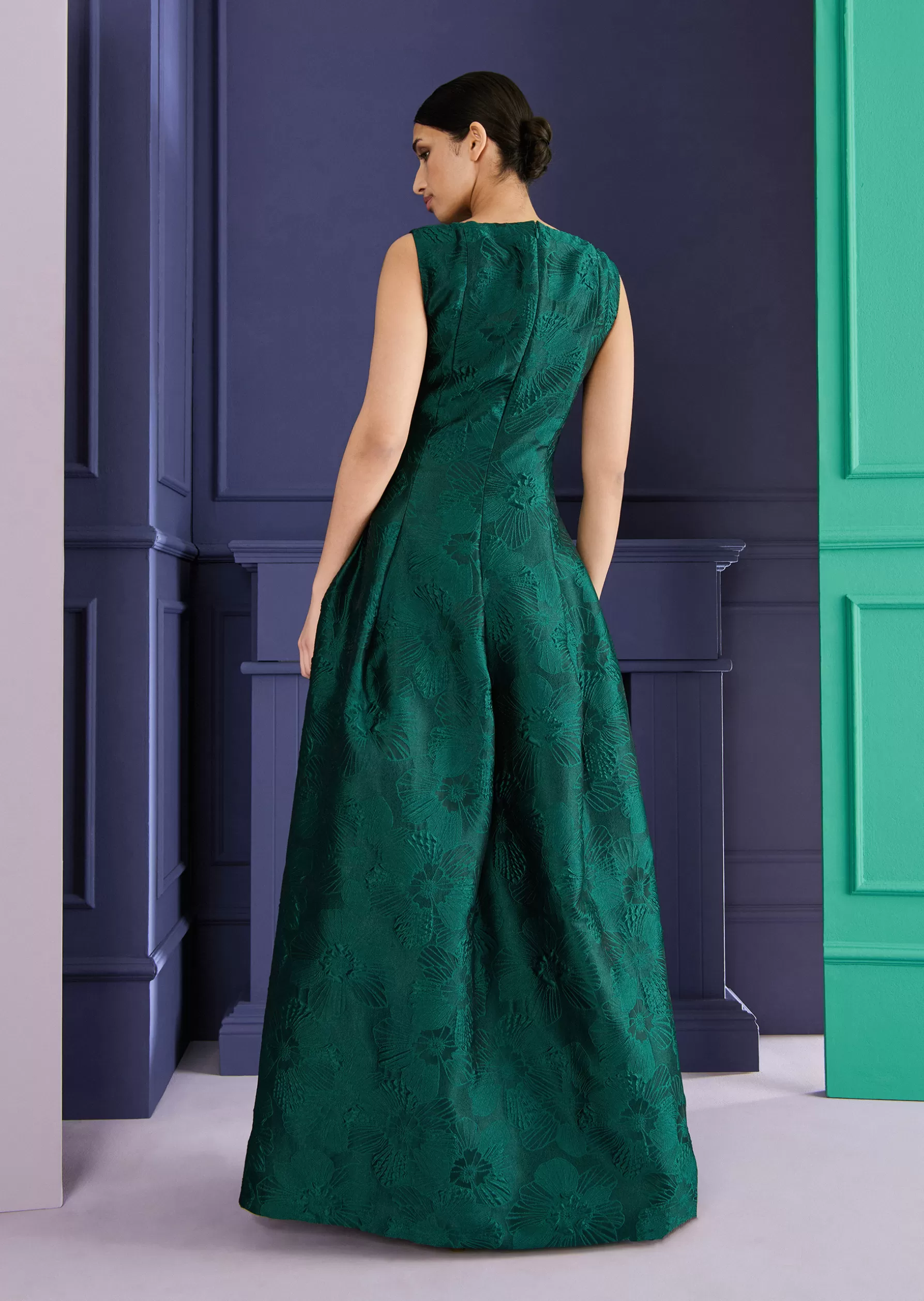 Long Dresses-Talbot Runhof Ball Gown Gozania4 Cypressgreen