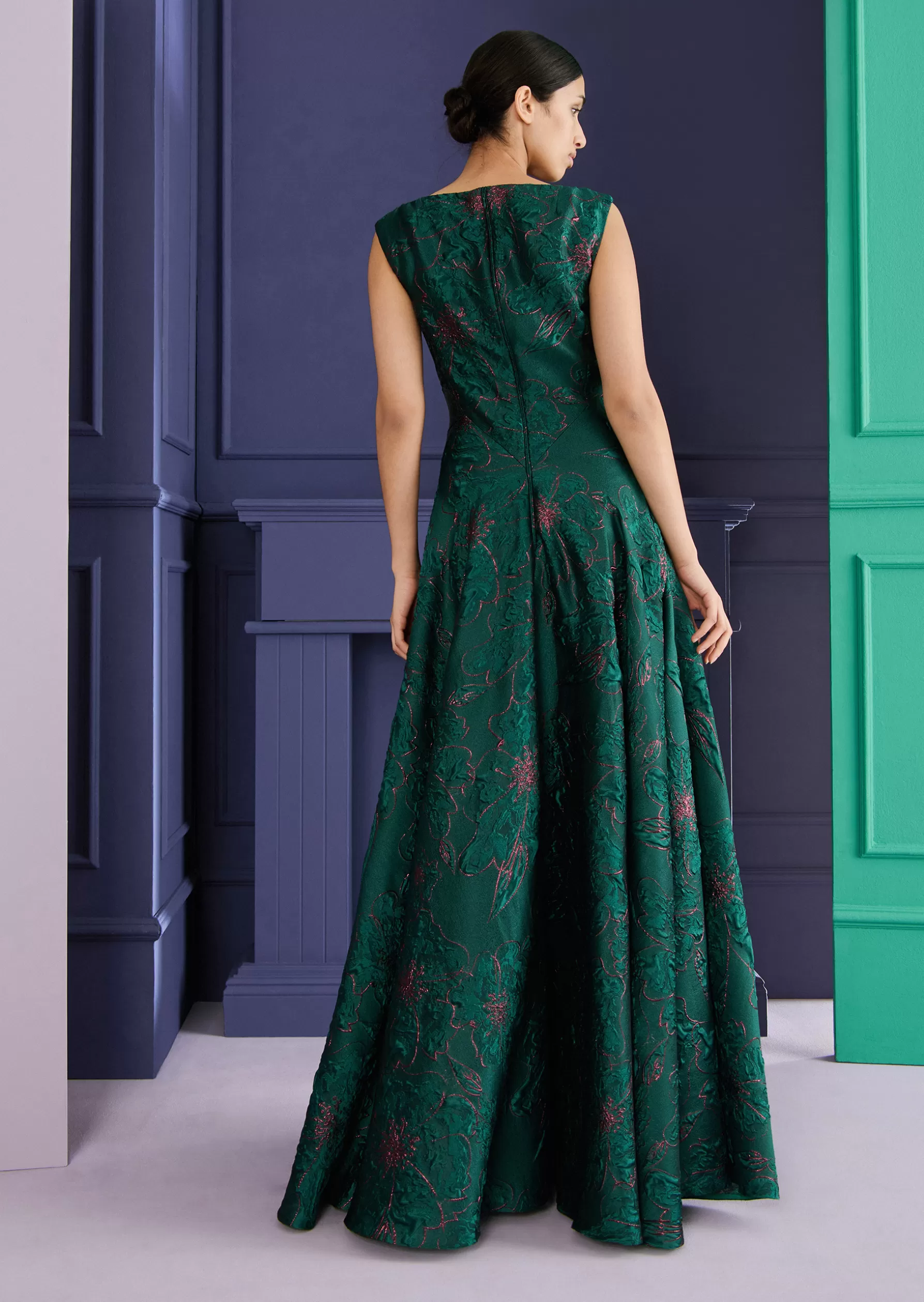 Long Dresses-Talbot Runhof Ball Gown Tottori10 Cypressgreen