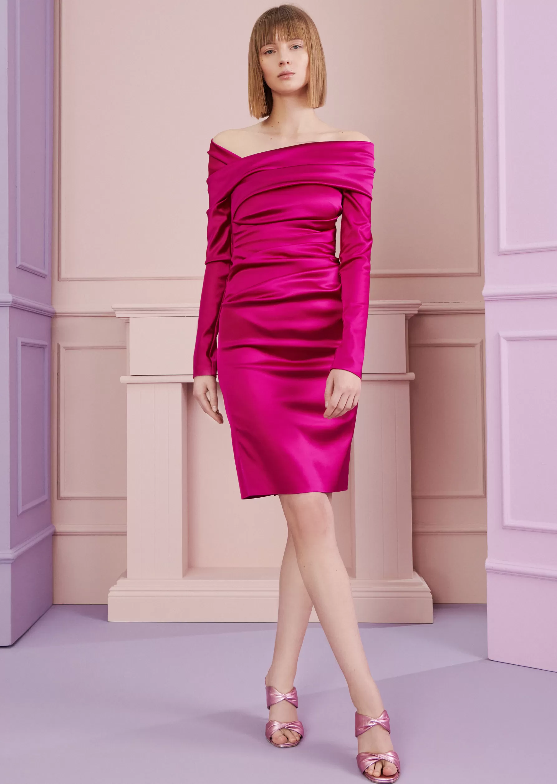 Classics-Talbot Runhof Cocktail Dress Hobbes3 Razzmatazzpink