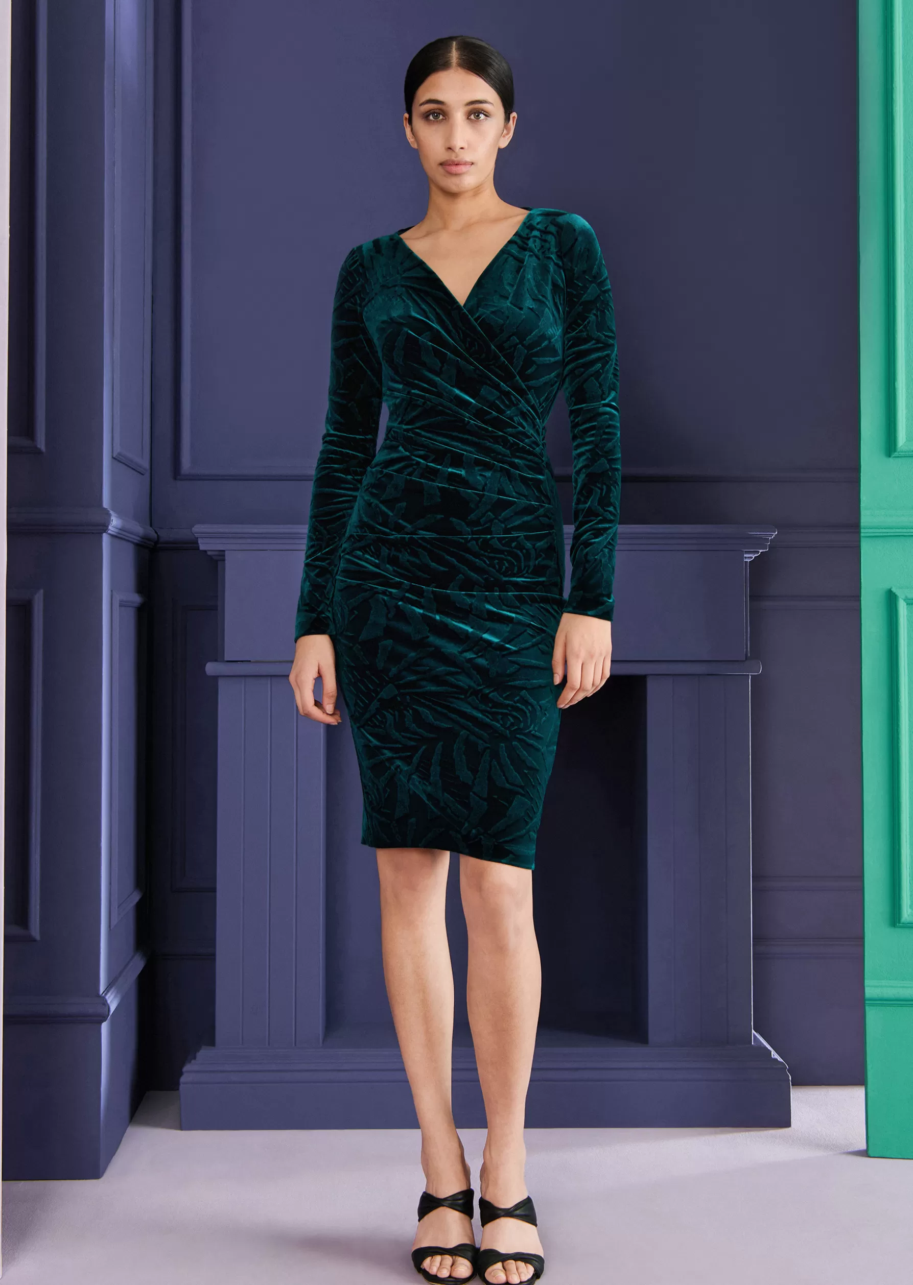 Short Dresses-Talbot Runhof Day Dress Gomyway1 Cypressgreen