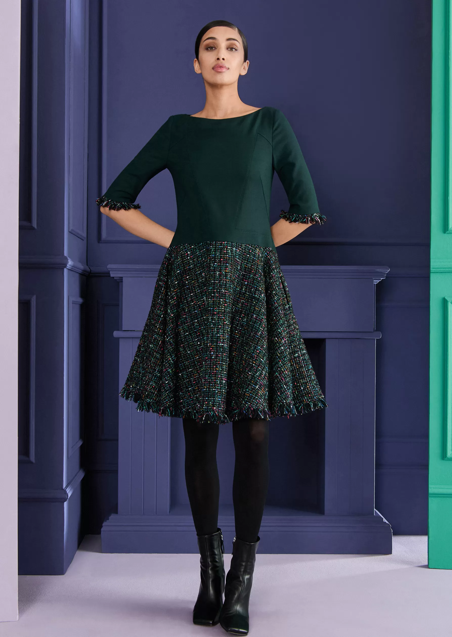 Short Dresses-Talbot Runhof Day Dress Moderat1 Cypressgreen