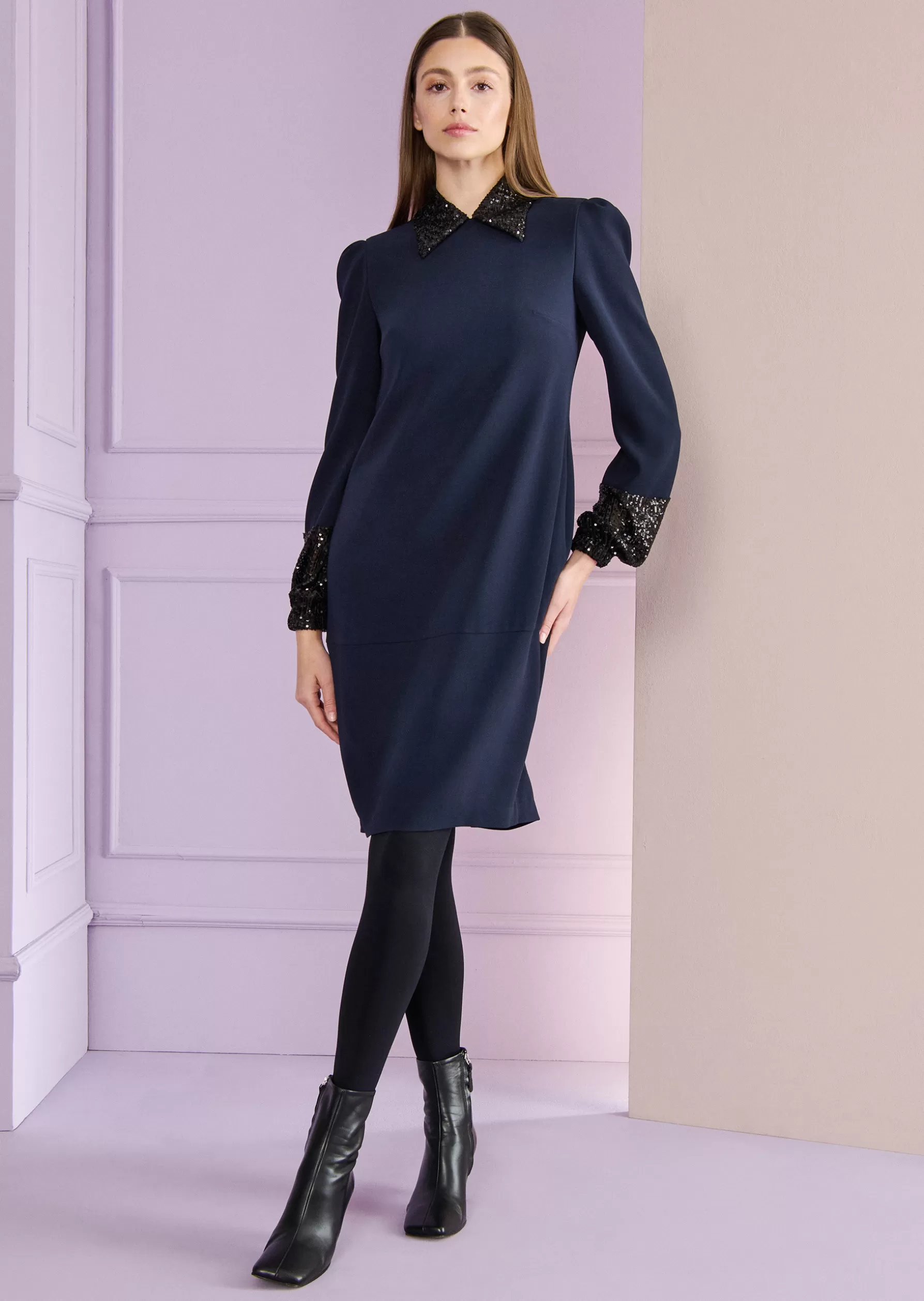 Short Dresses-Talbot Runhof Day Dress Mortena1 Midnightblue