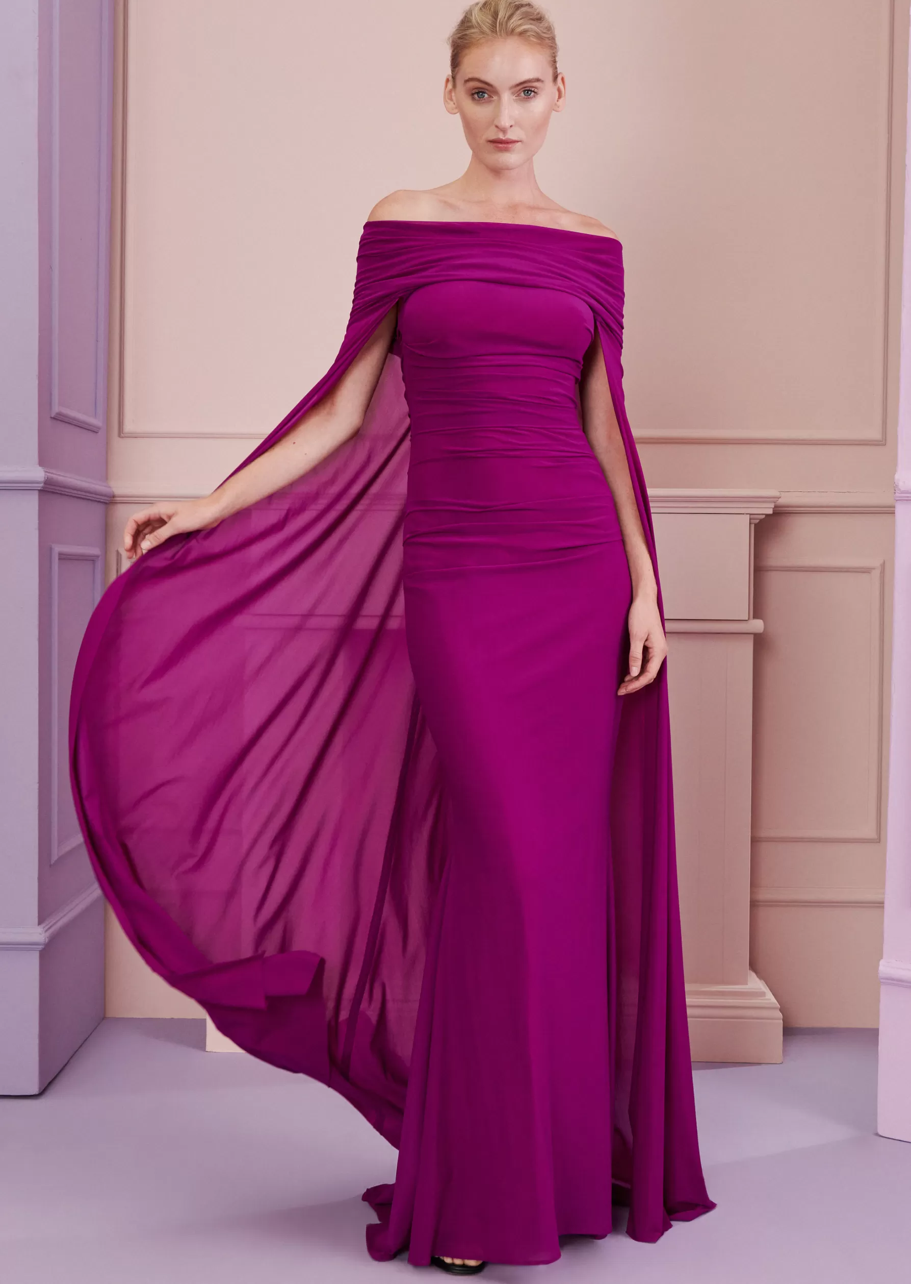 Long Dresses-Talbot Runhof Evening Dress Bortolo4 Fuchsiapink