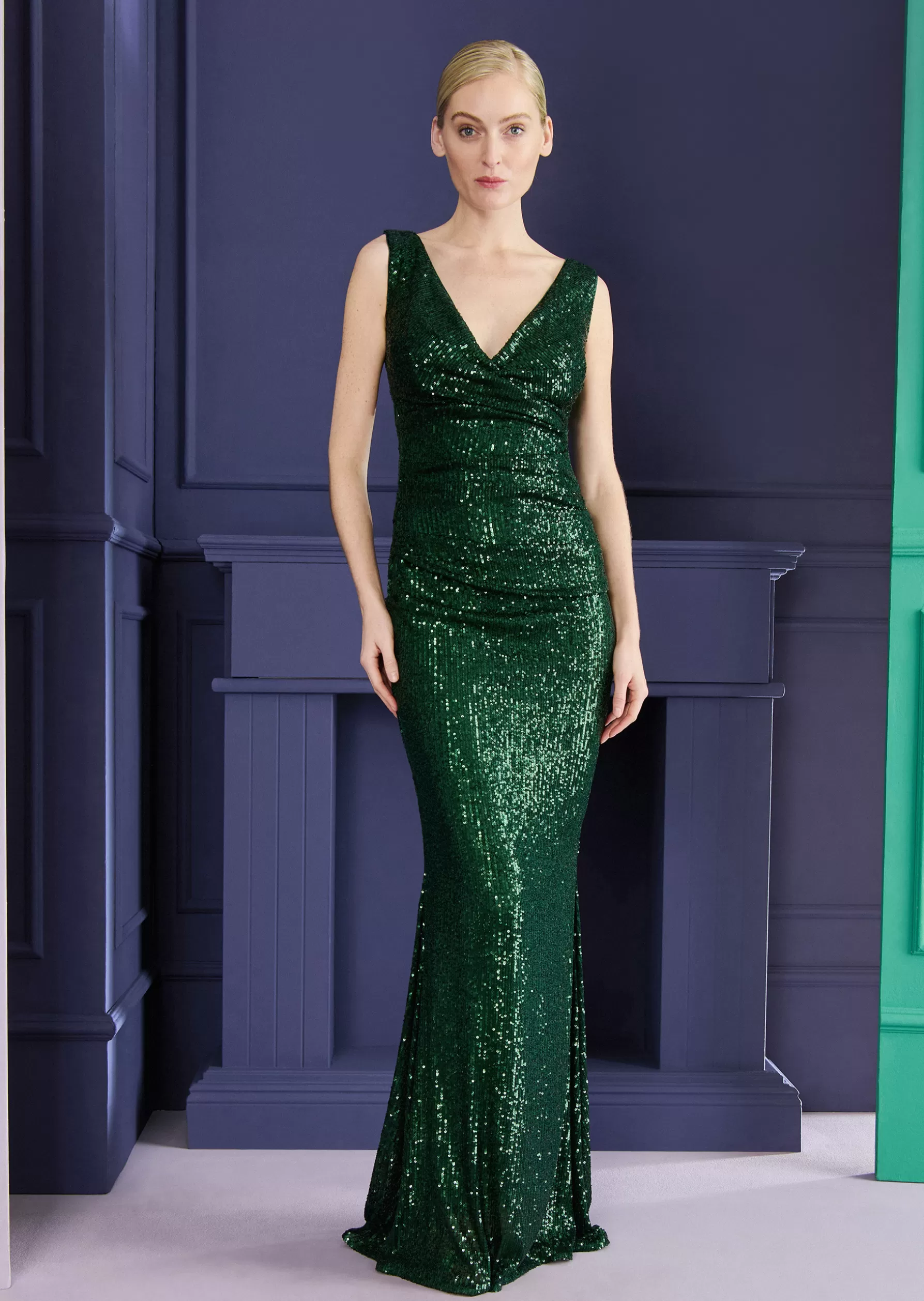 Long Dresses-Talbot Runhof Evening Dress Bossa18 Emeraldgreen