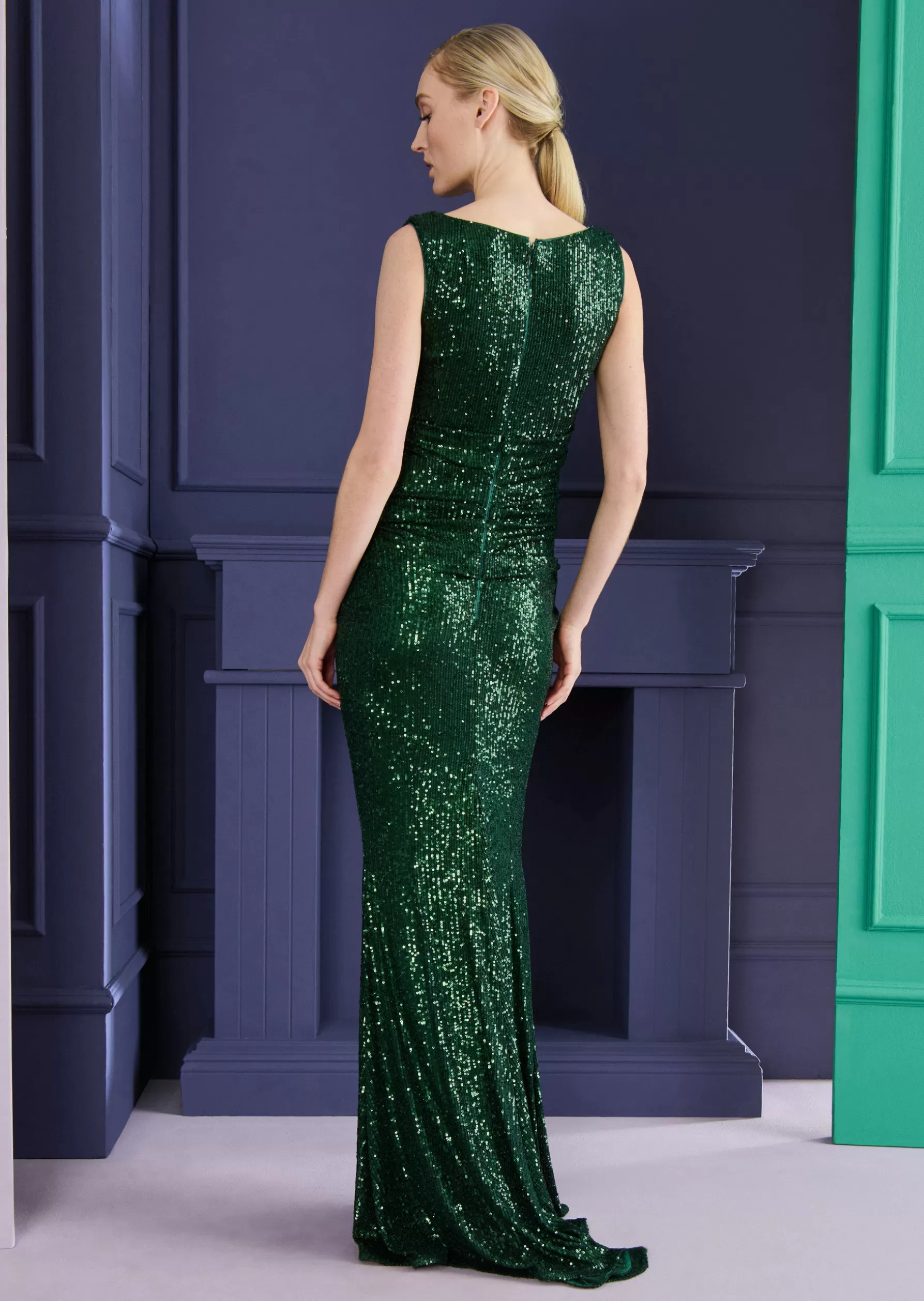 Long Dresses-Talbot Runhof Evening Dress Bossa18 Emeraldgreen