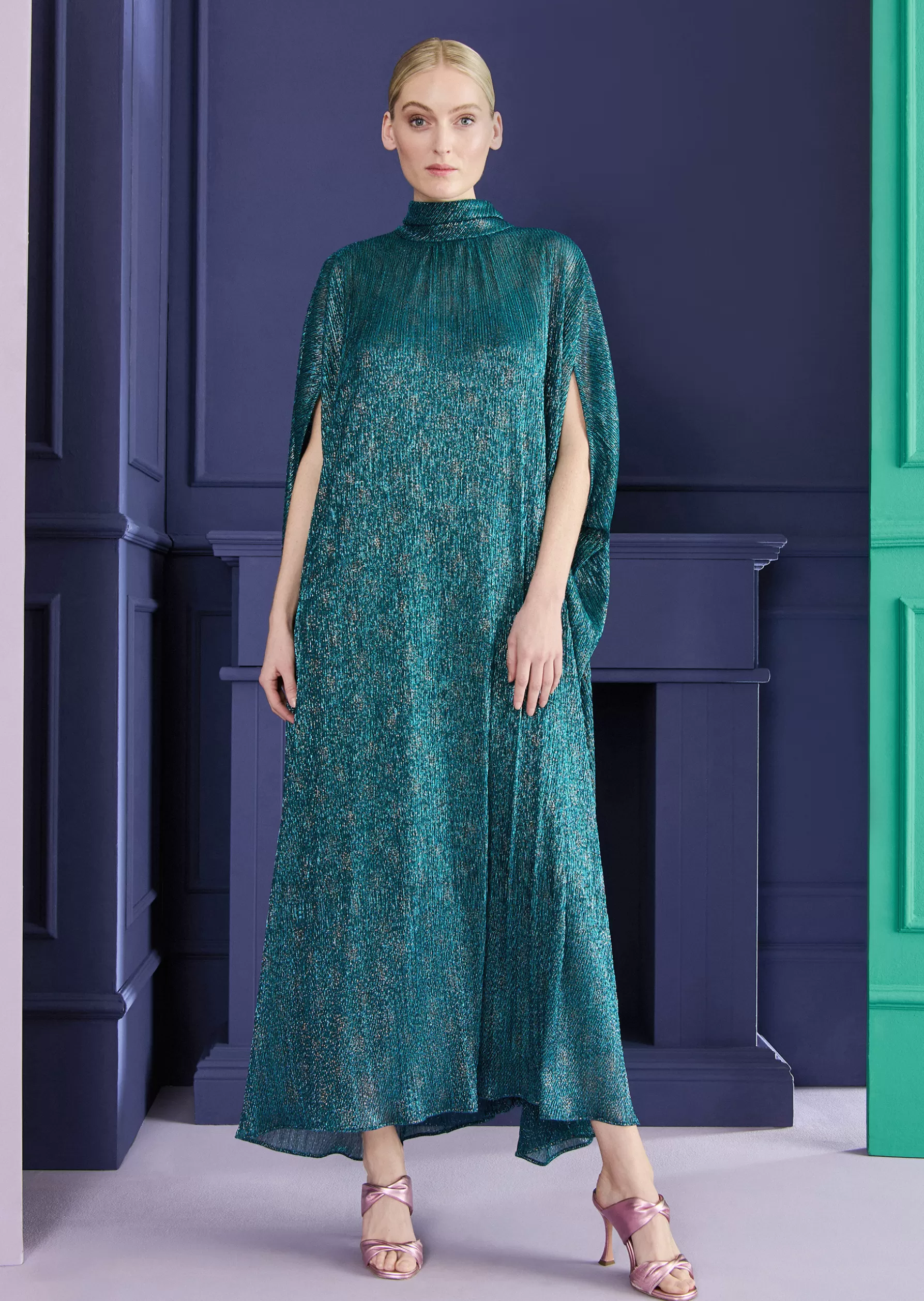 Midi Dresses-Talbot Runhof Evening Dress Loplop1 Turquoise