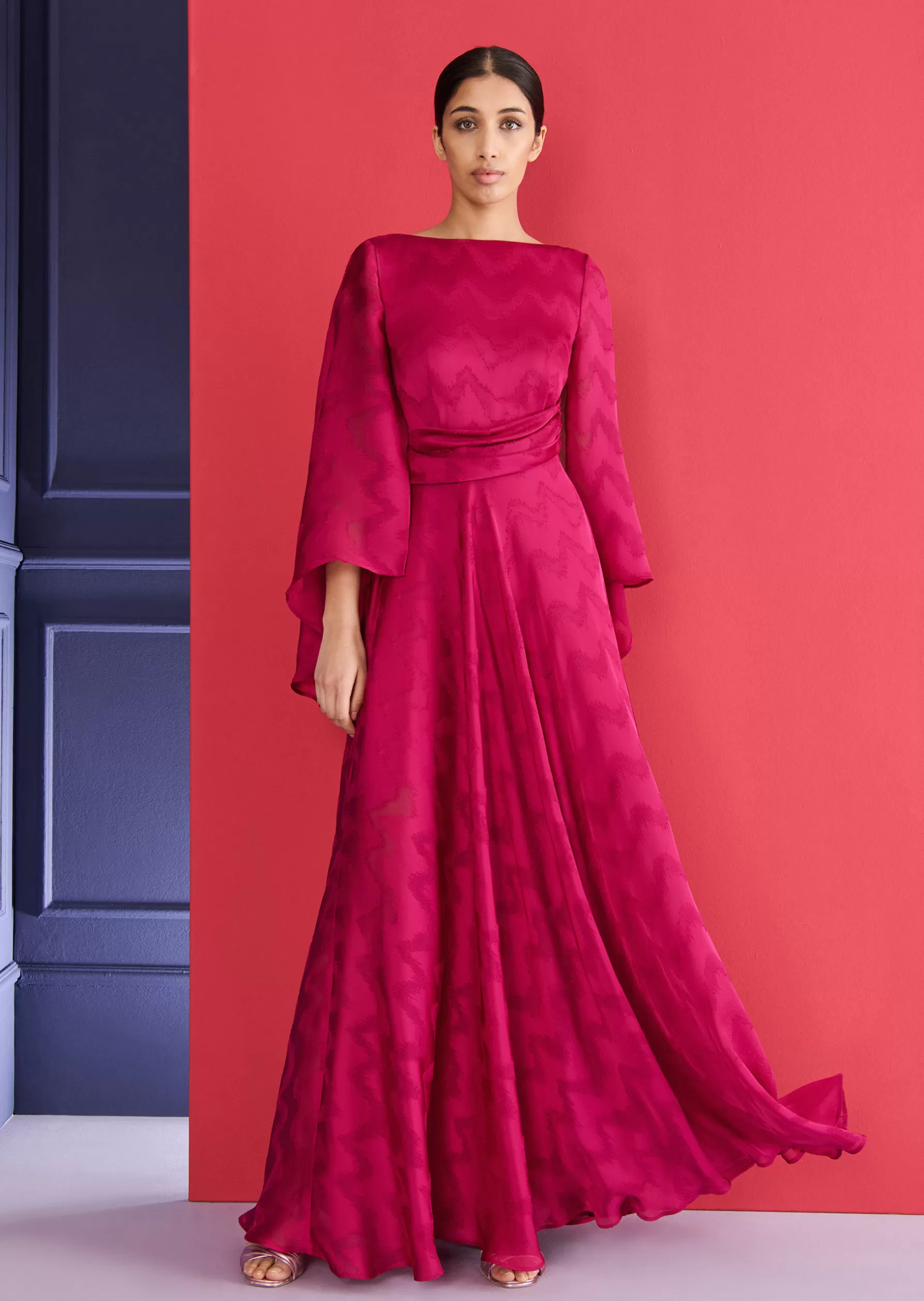 Long Dresses-Talbot Runhof Evening Dress Molara1 Fuchsiapink