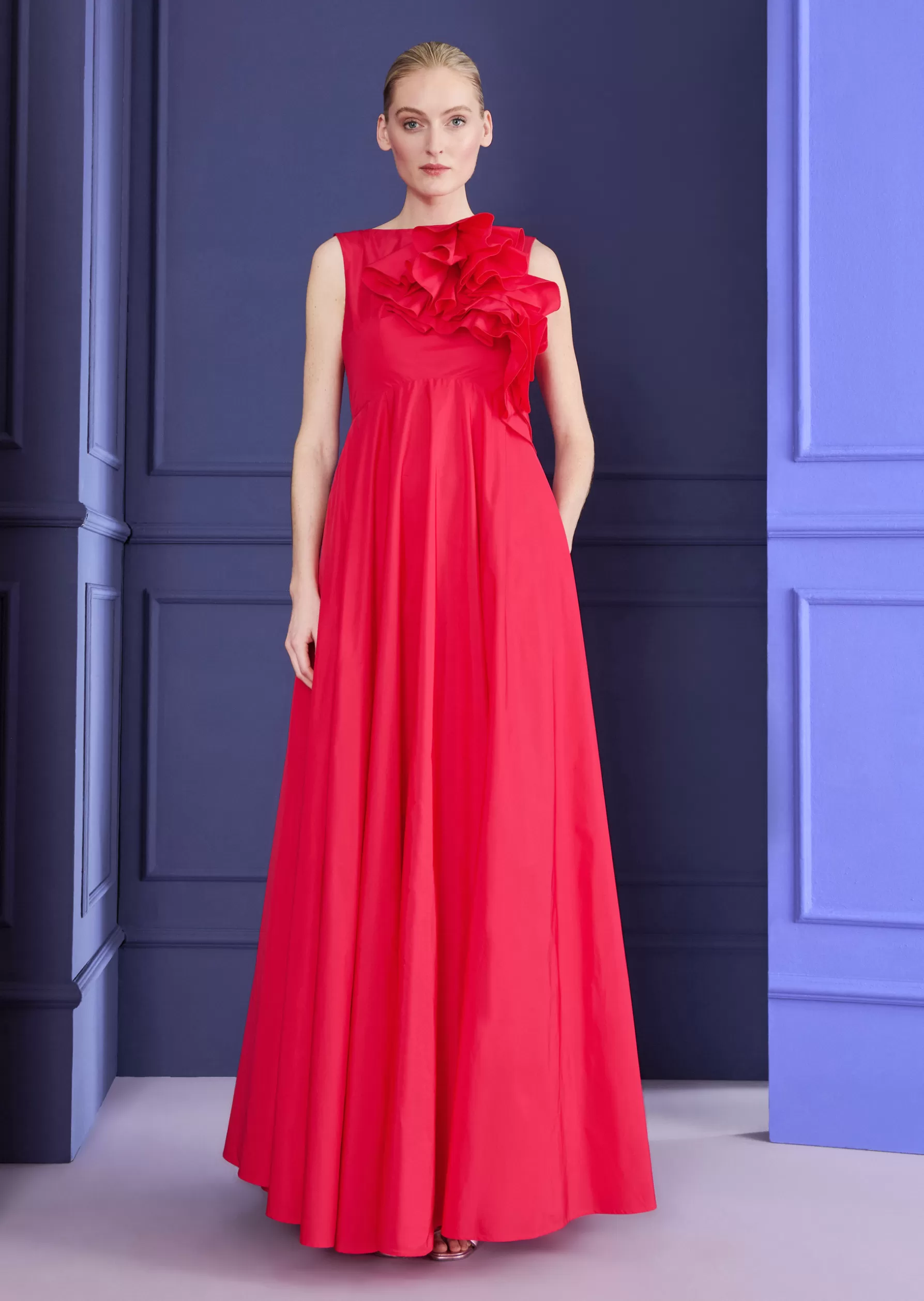 Long Dresses-Talbot Runhof Evening Dress Molecule1 Teaberrypink