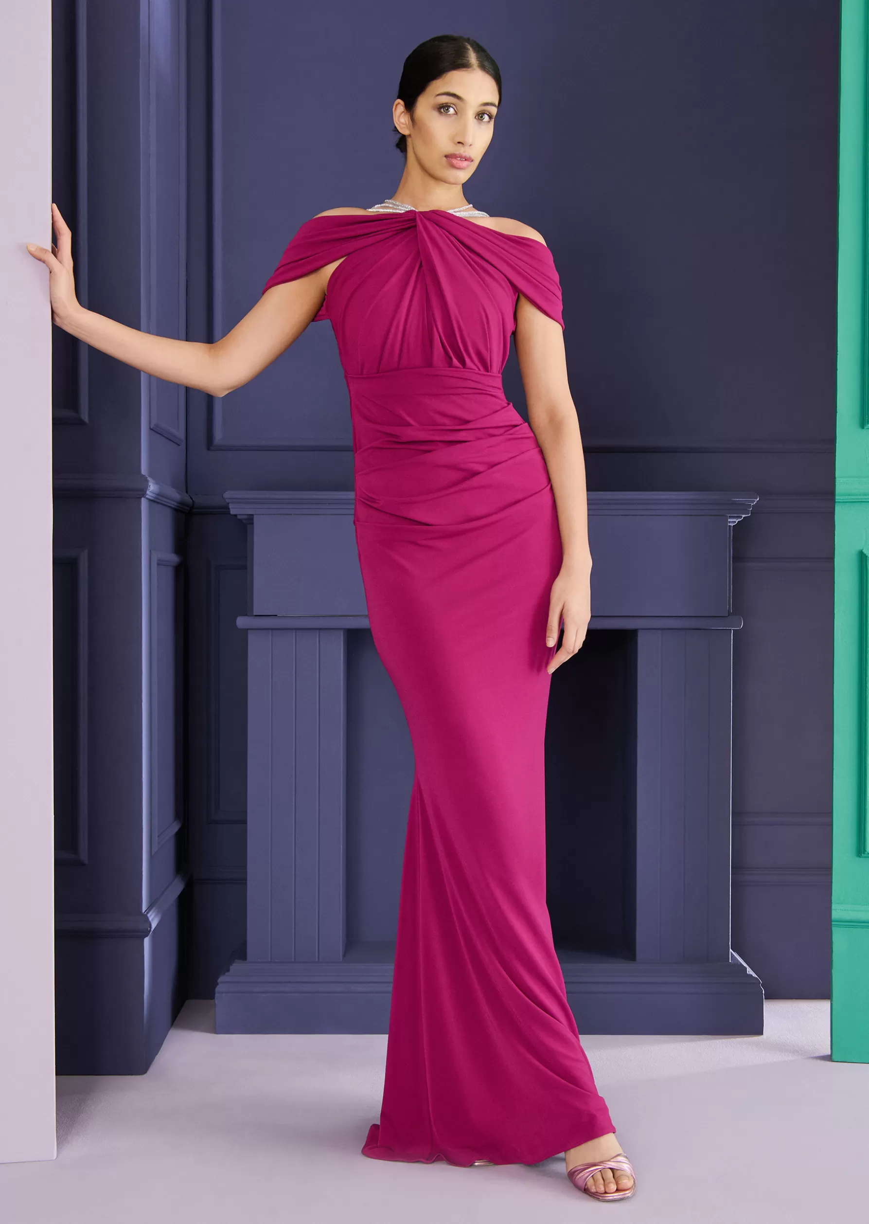 Long Dresses-Talbot Runhof Evening Dress Morelle1 Fuchsiapink