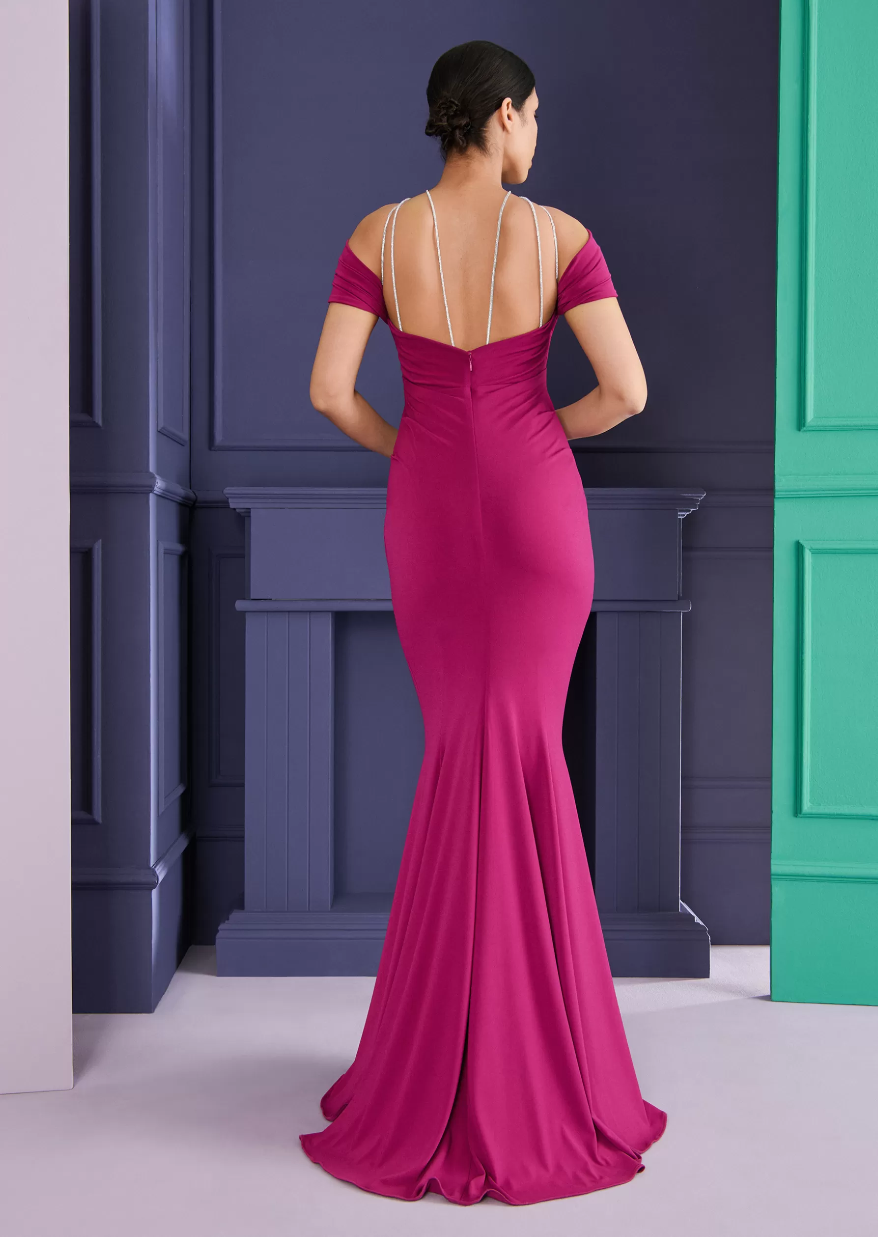 Long Dresses-Talbot Runhof Evening Dress Morelle1 Fuchsiapink