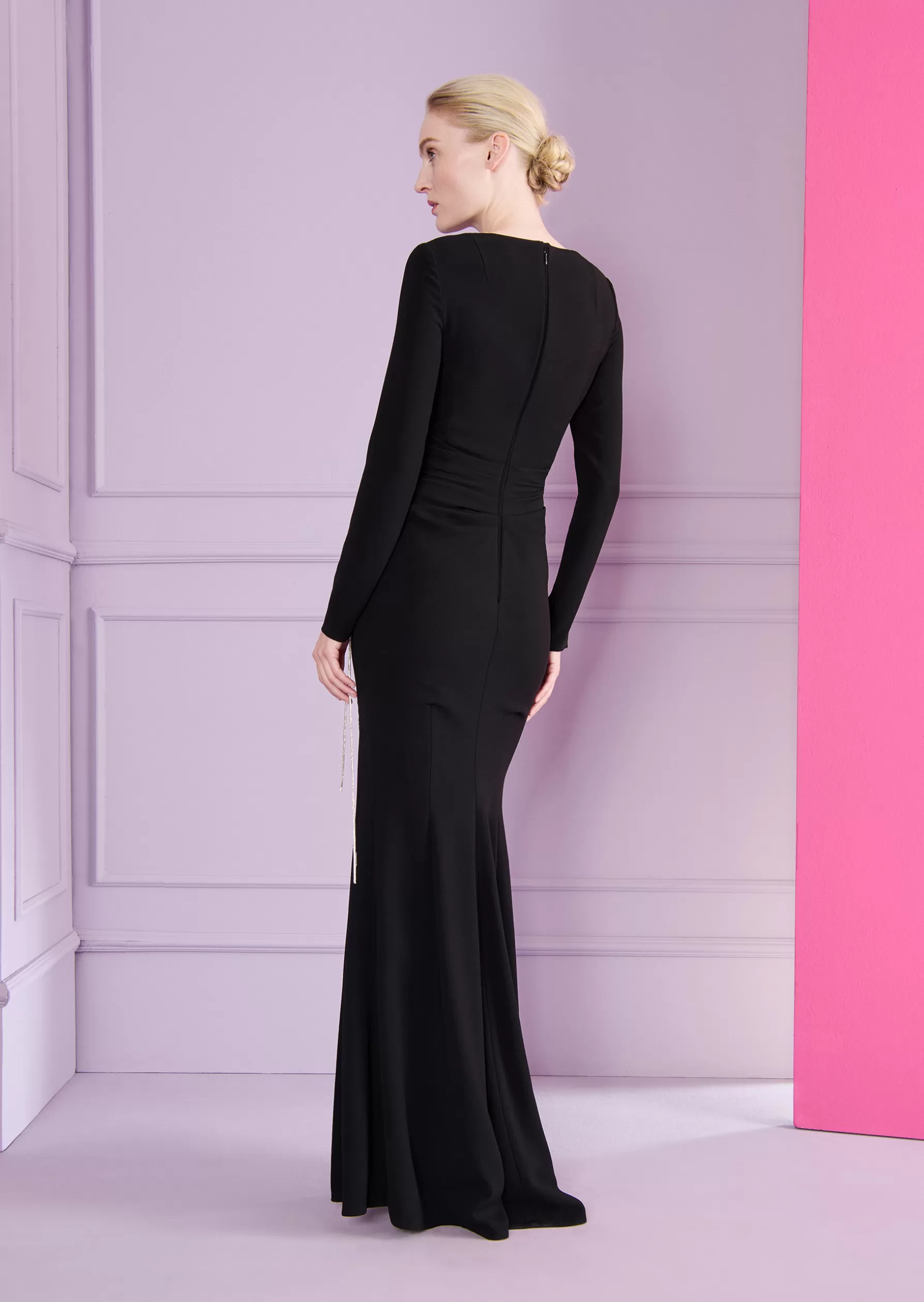 Long Dresses-Talbot Runhof Evening Dress OL0758-01 UT15 999 Black