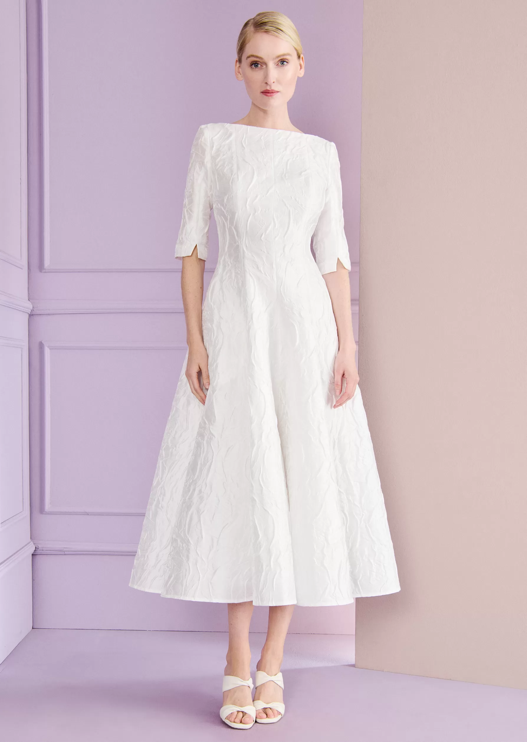 Midi Dresses-Talbot Runhof Midi Dress Bogna2 Ivorywhite