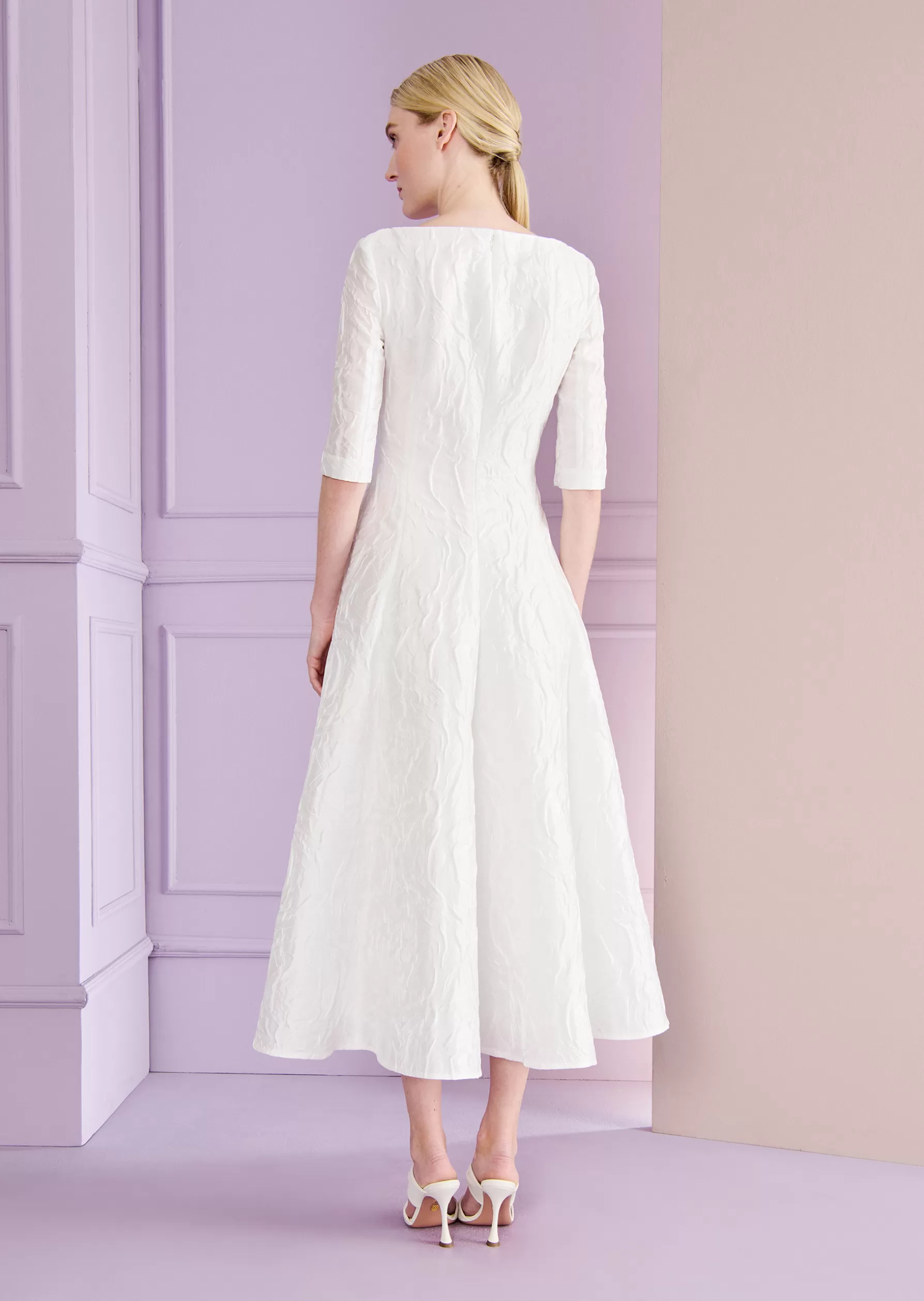 Midi Dresses-Talbot Runhof Midi Dress Bogna2 Ivorywhite