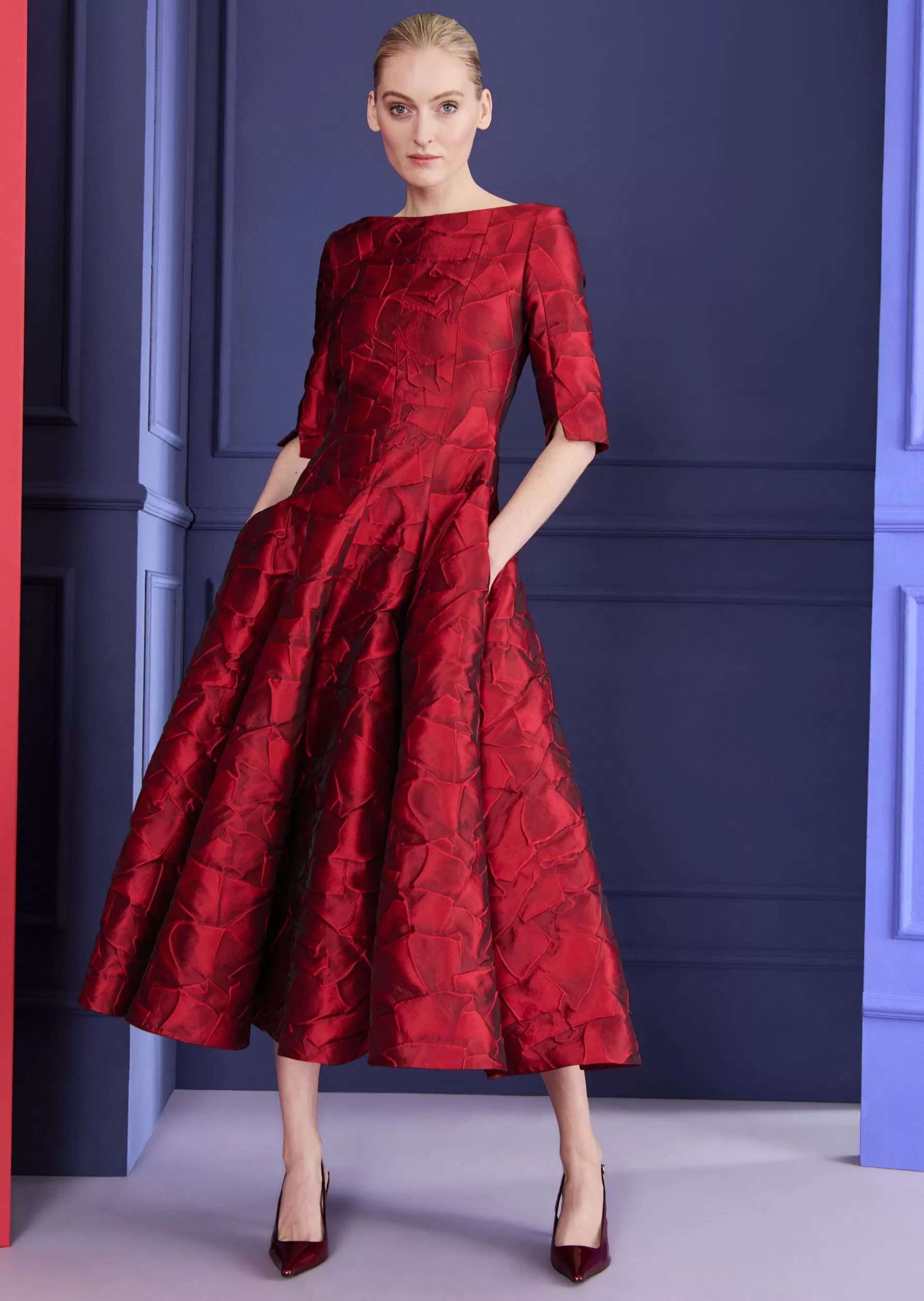 Midi Dresses-Talbot Runhof Midi Dress Bogna5 Scarletred