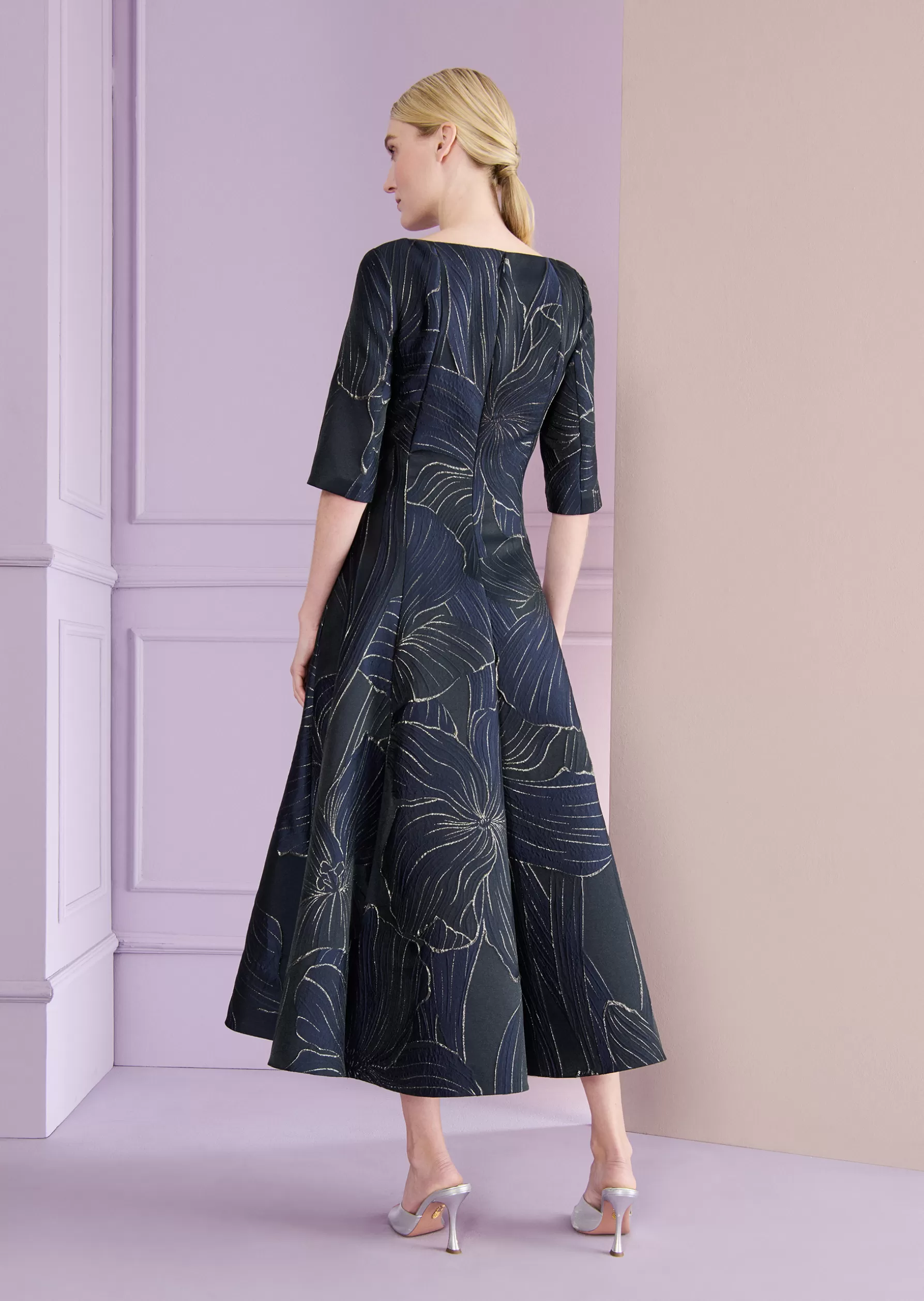 Midi Dresses-Talbot Runhof Midi Dress Bogna5 Royalnavyblue