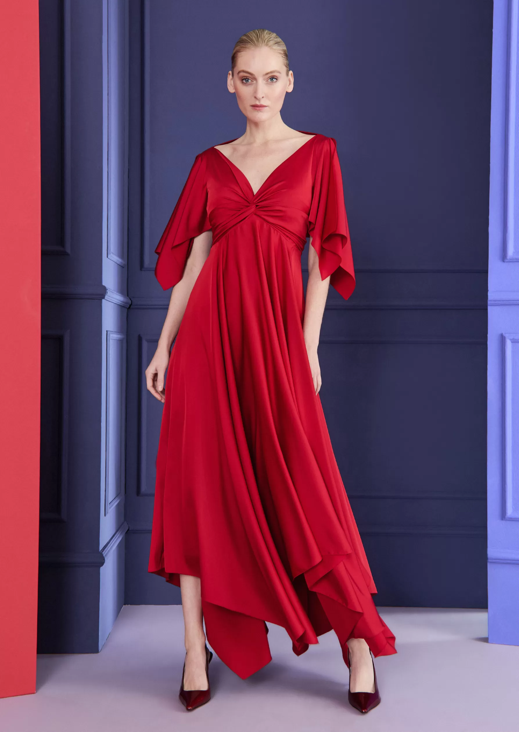 Midi Dresses-Talbot Runhof Midi Dress Coleen5 Scarletred