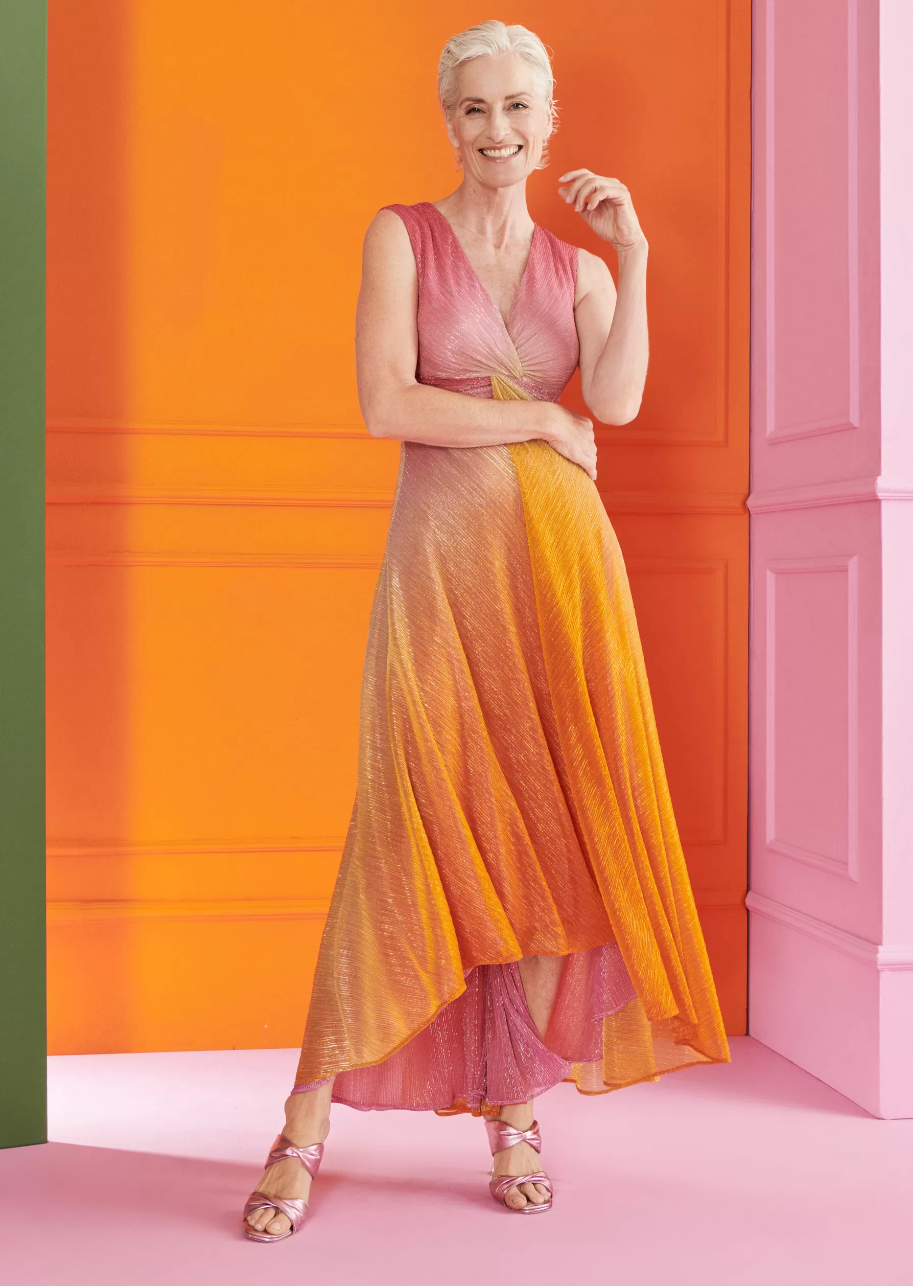 Midi Dresses-Talbot Runhof Midi Dress Golambini18 Orange