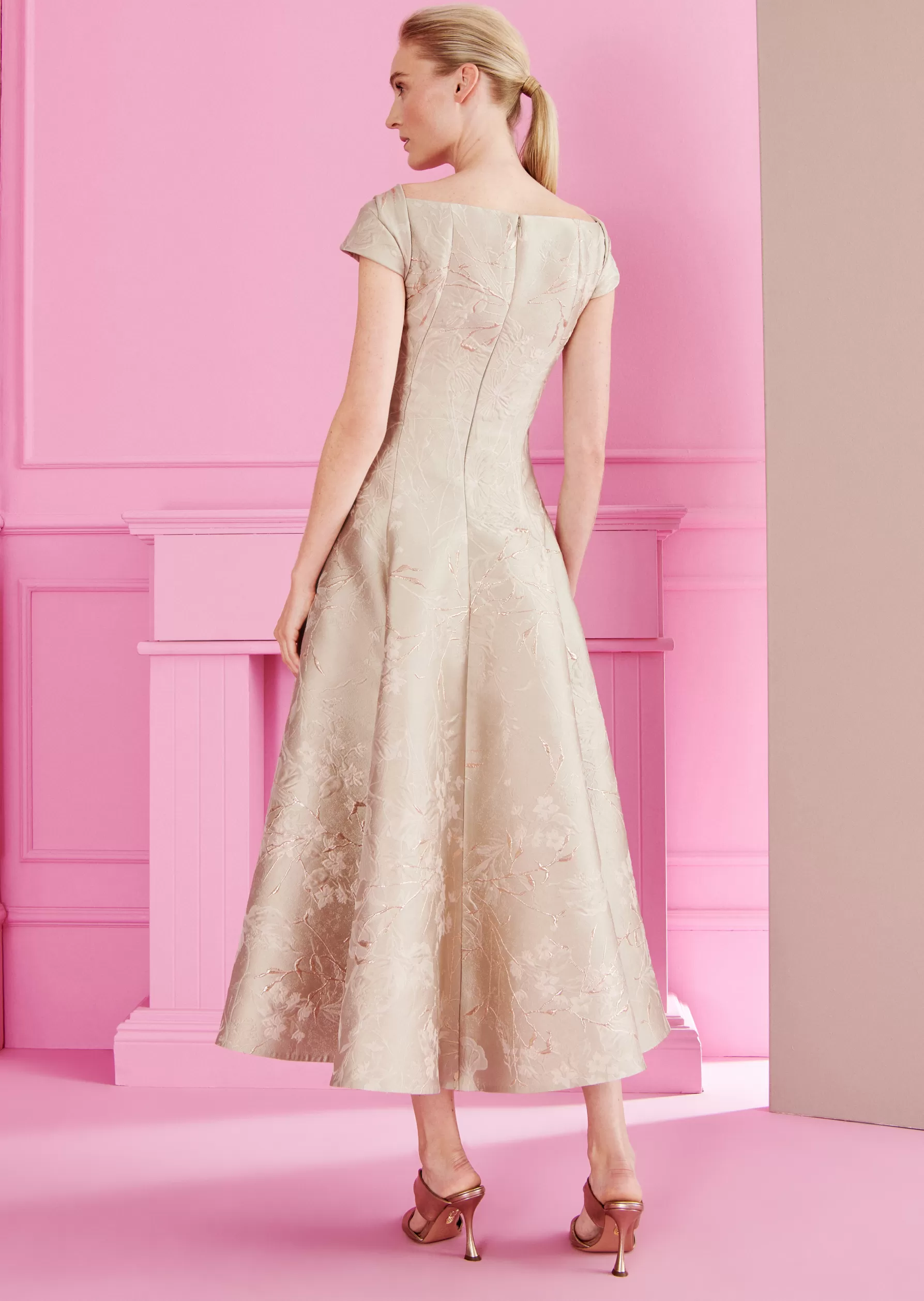 Midi Dresses-Talbot Runhof Midi Dress Kobold2 Icegold