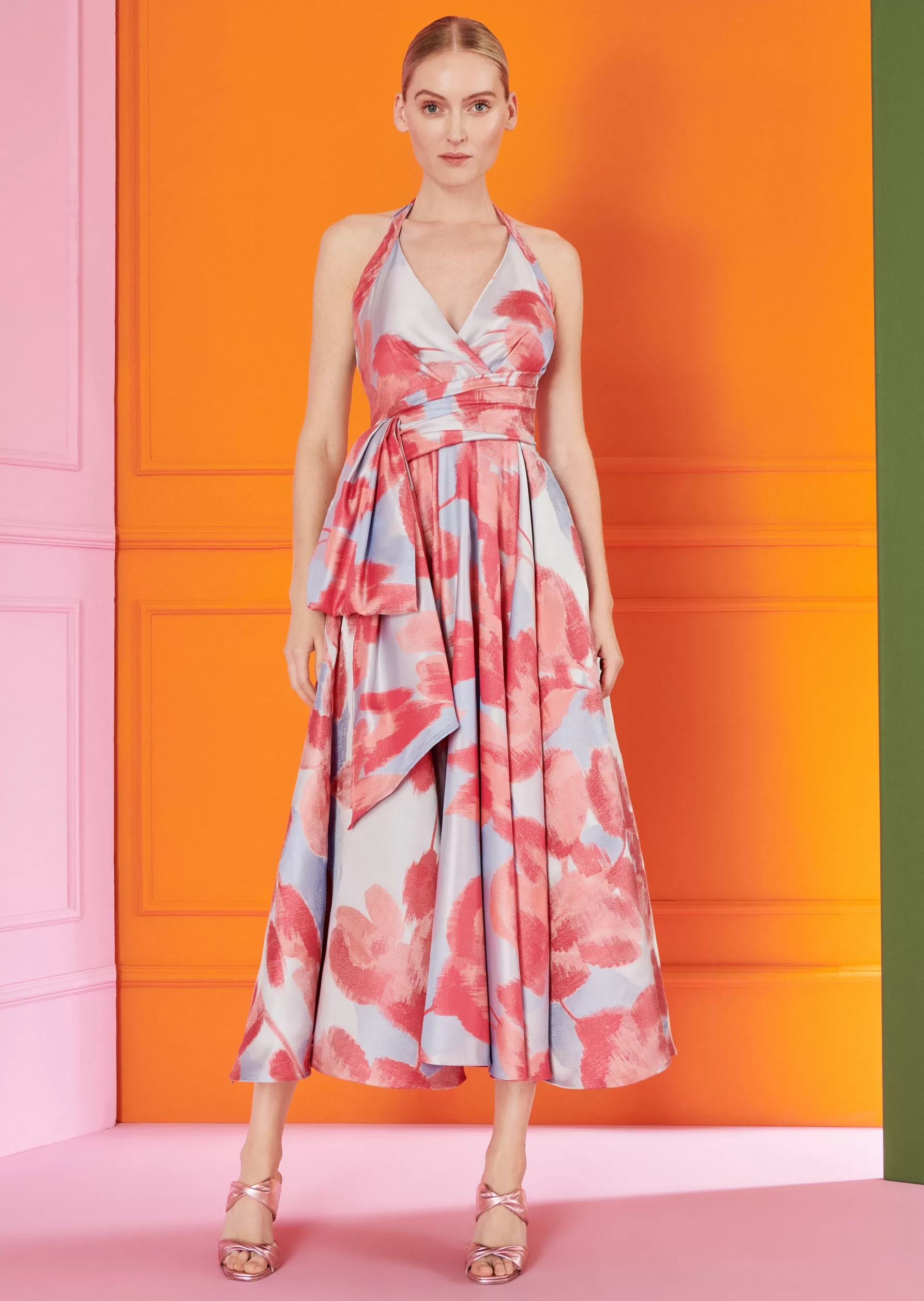 Midi Dresses-Talbot Runhof Midi Dress Lombino2 Azaleapink