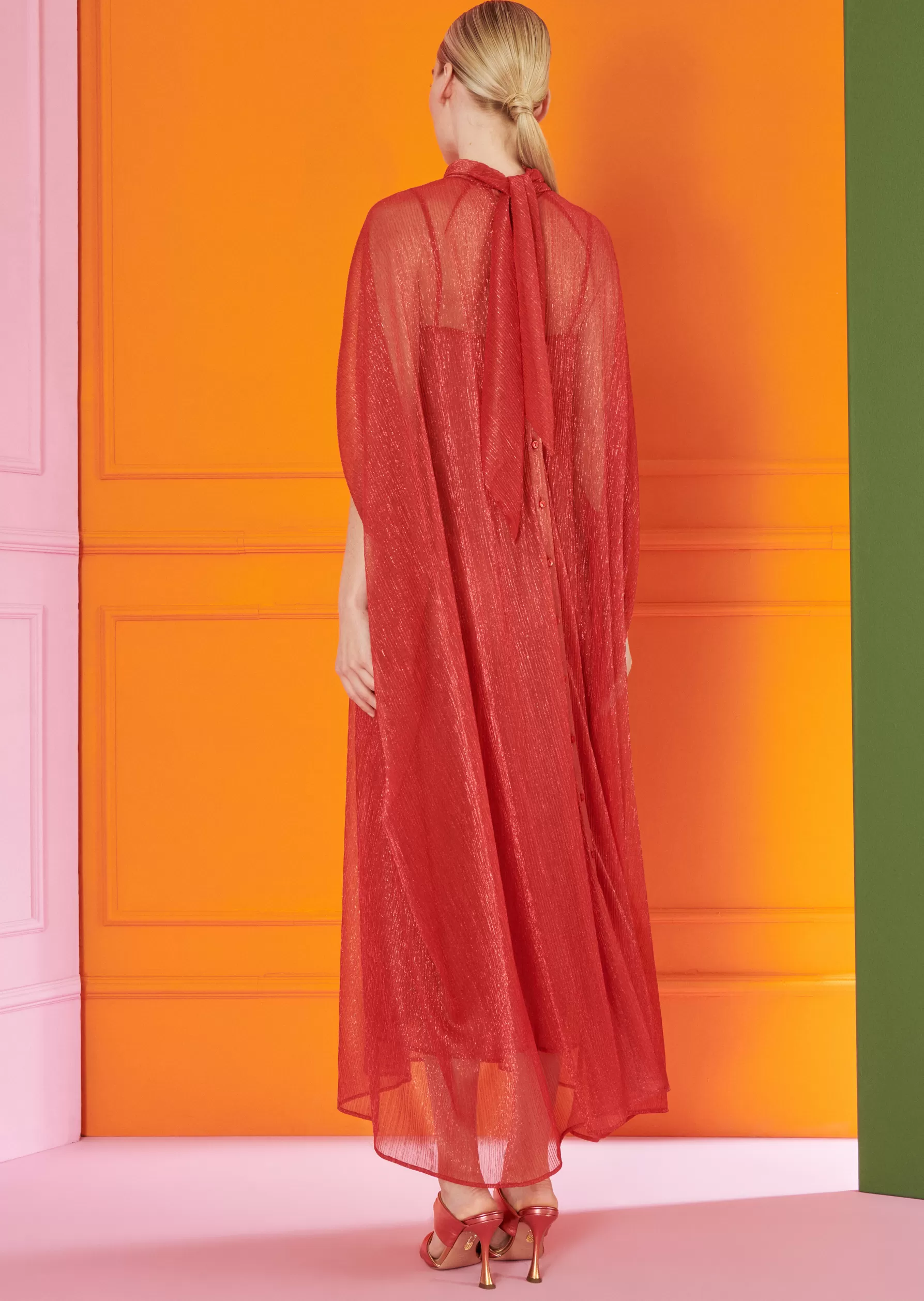 Midi Dresses-Talbot Runhof Midi Dress Loplop1 Coralred