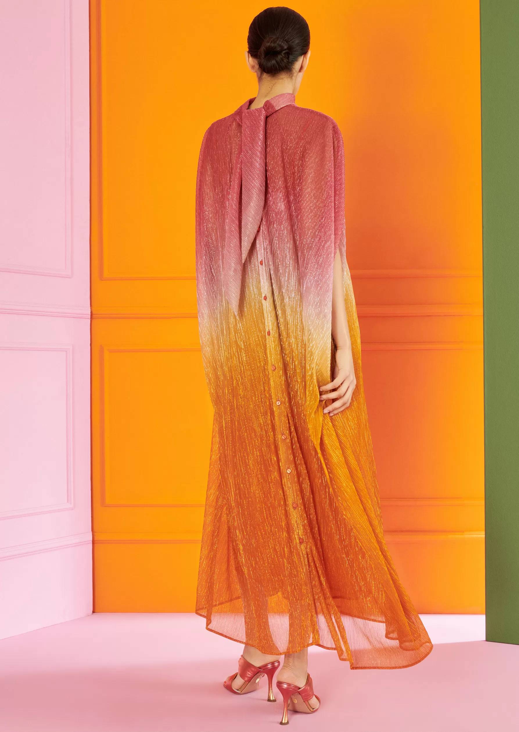 Midi Dresses-Talbot Runhof Midi Dress Loplop1 Orange