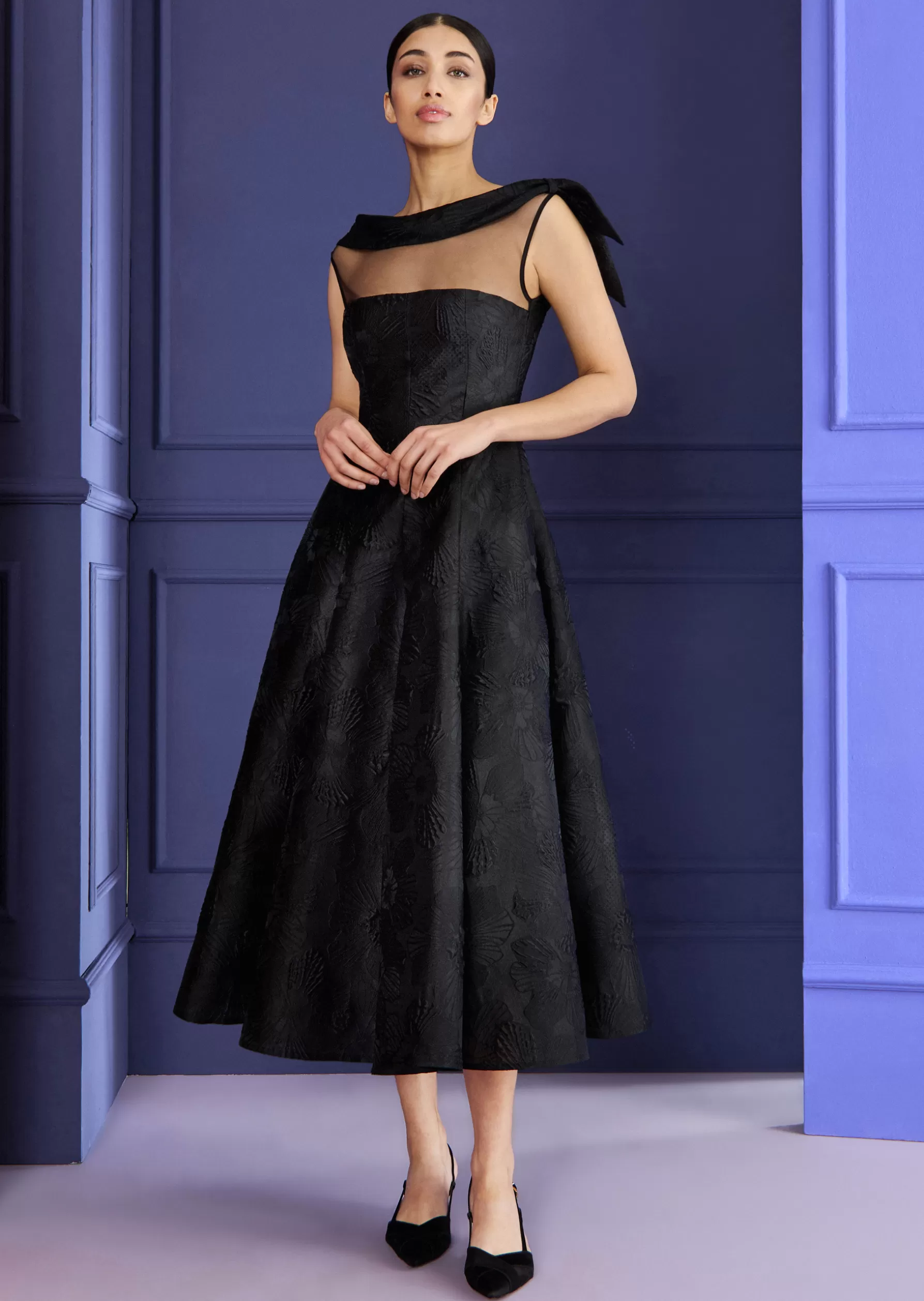 Midi Dresses-Talbot Runhof Midi Dress Modesta1 Black