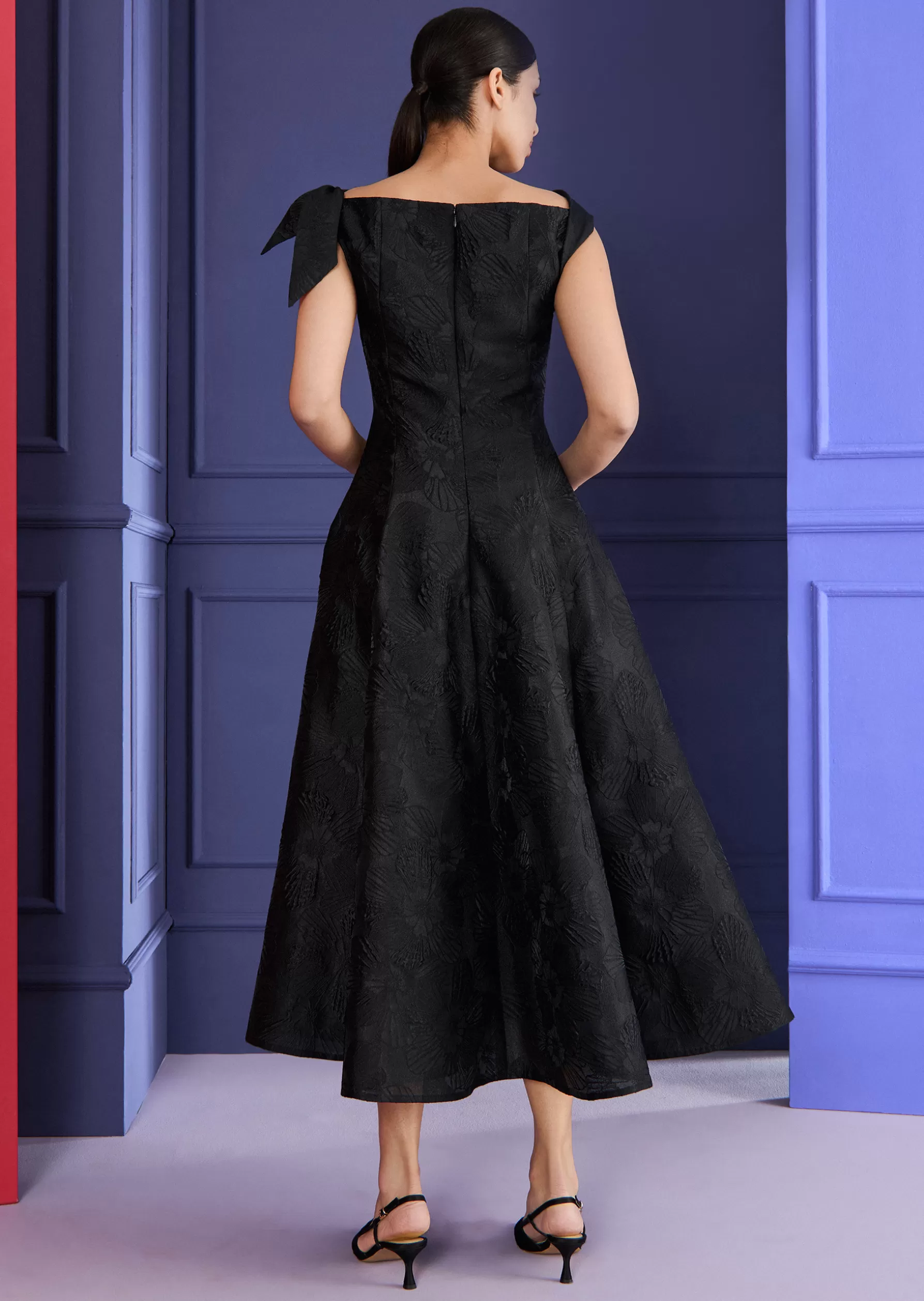 Midi Dresses-Talbot Runhof Midi Dress Modesta1 Black