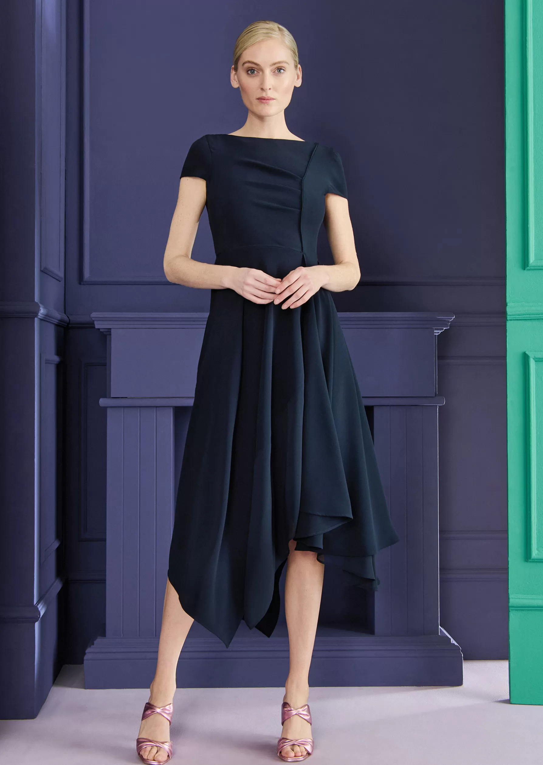 Midi Dresses-Talbot Runhof Midi Dress Moriyana2 Midnightblue