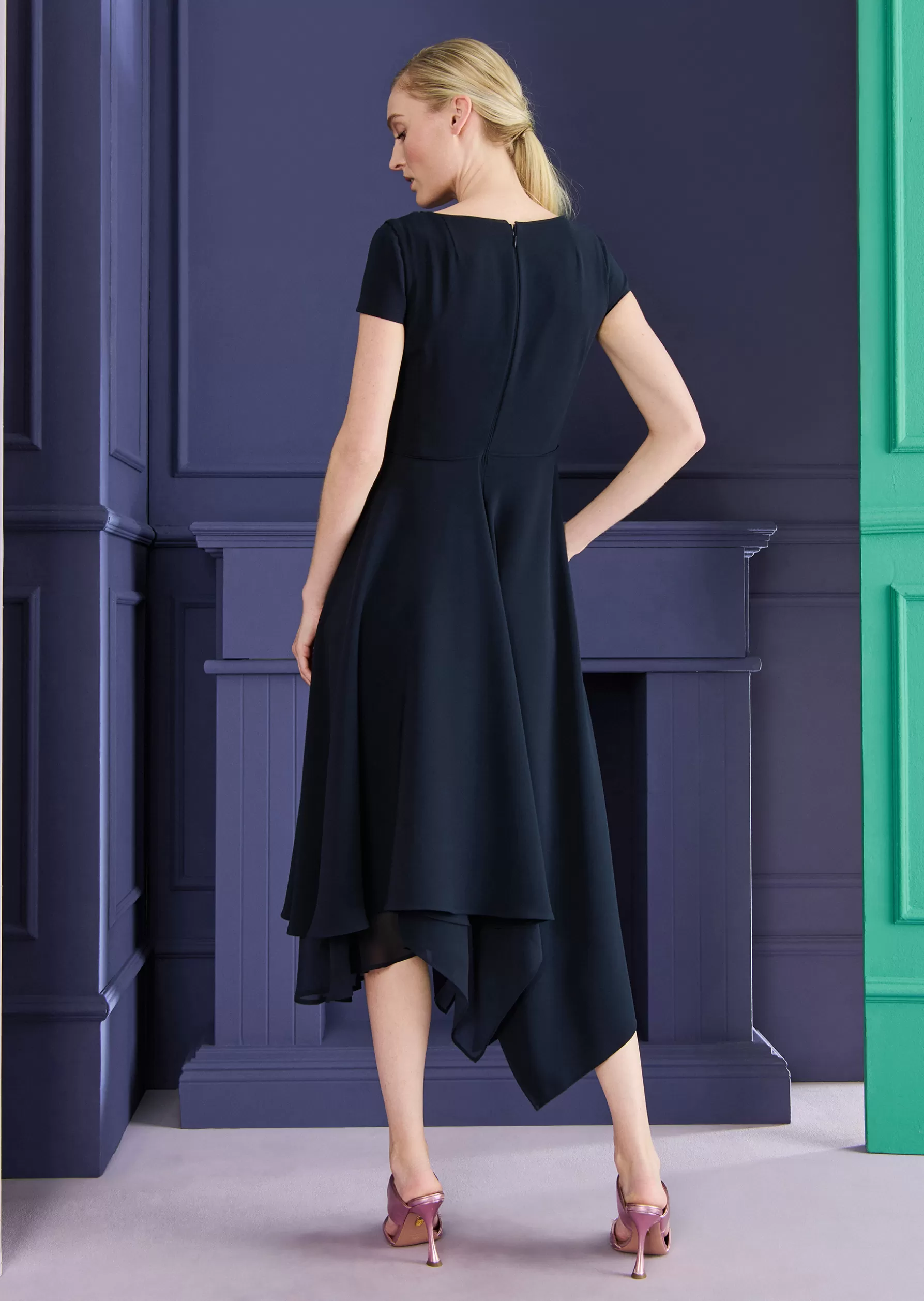 Midi Dresses-Talbot Runhof Midi Dress Moriyana2 Midnightblue