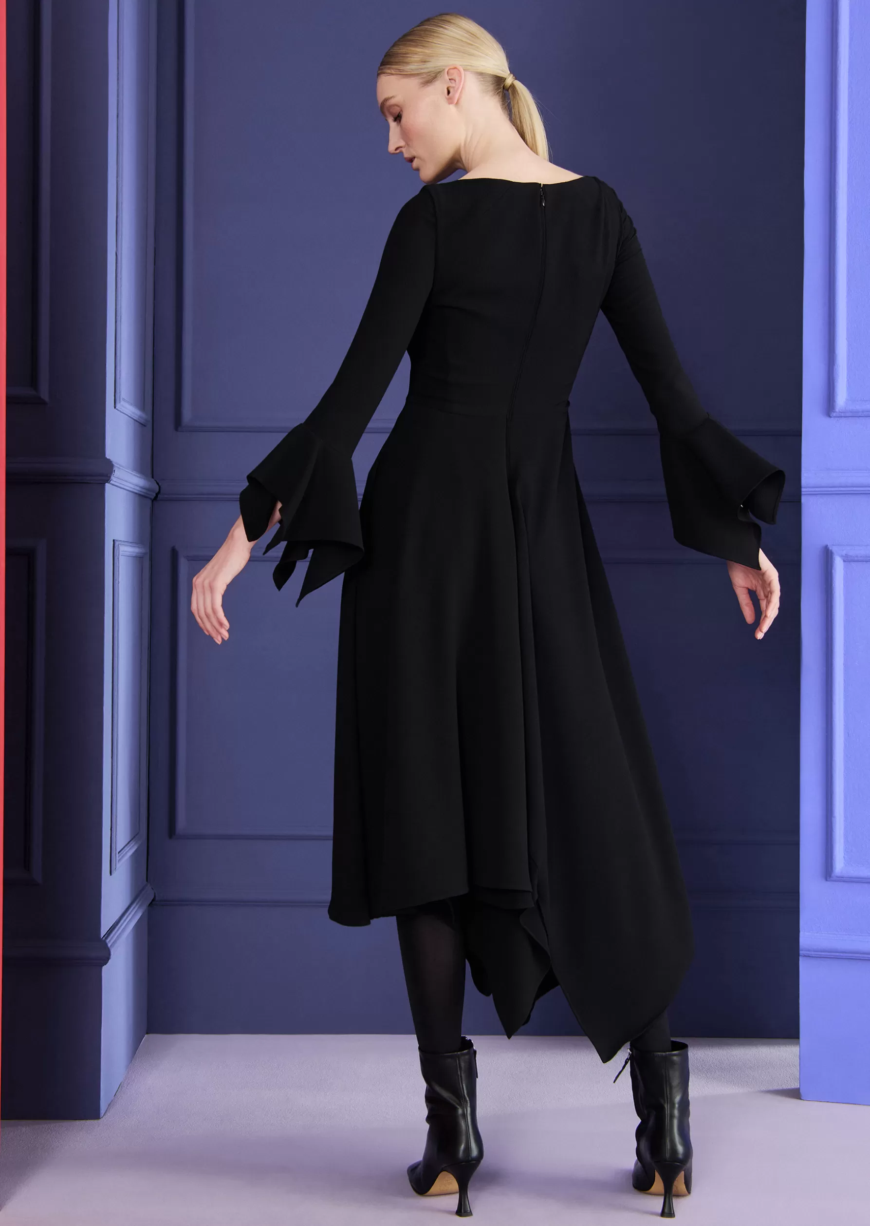 Midi Dresses-Talbot Runhof Midi Dress Mosul1 Black